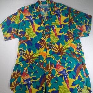 Jack Winter Petites Tropical Print Button Down Tunic Short Sleeve Size Small